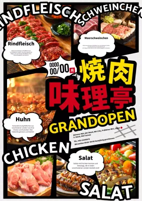 Einfache Bulgogi-Anzeige in schwarzem Cartoon-Stil