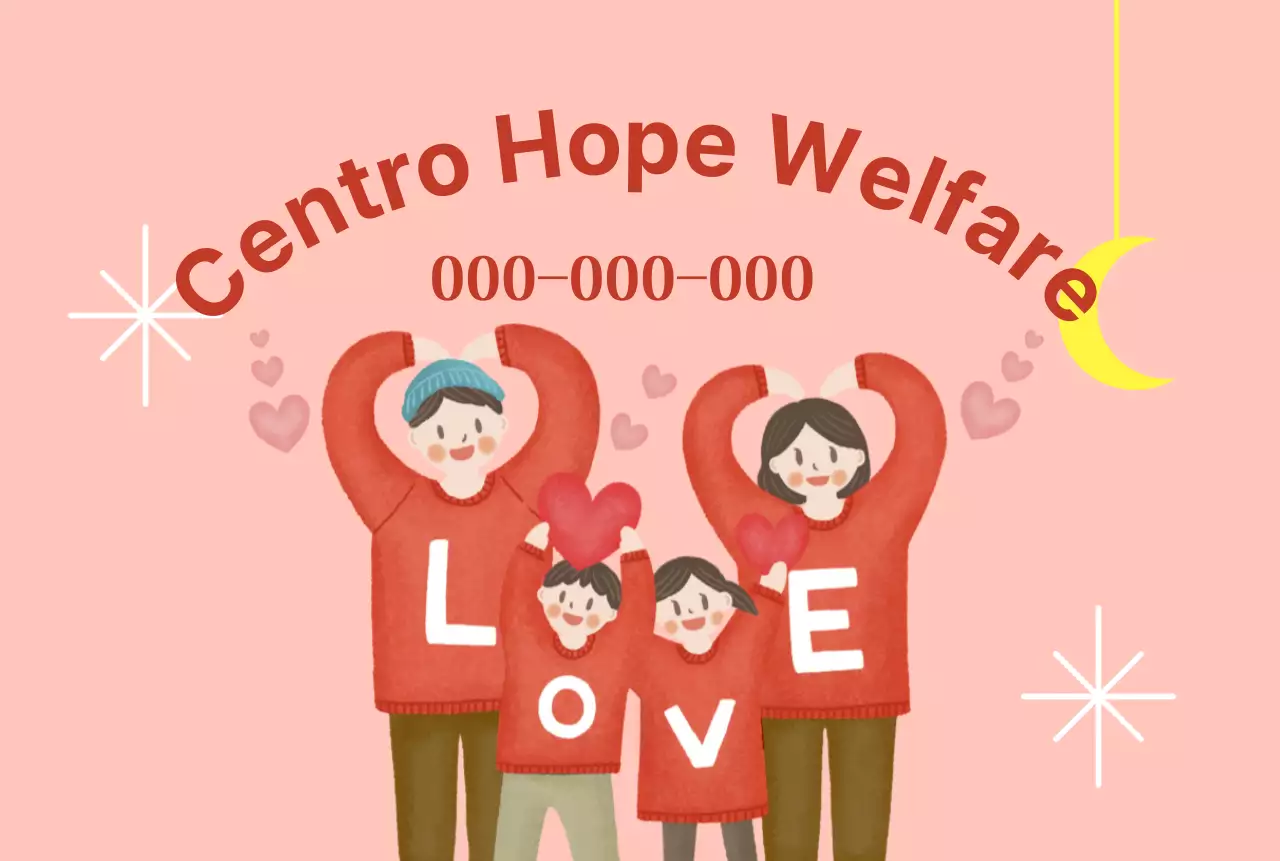 Centro de bienestar cálido y luminoso con ilustraciones familiares