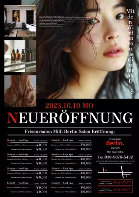 Schlanke und moderne Friseursalonwerbung in Rot und Schwarz