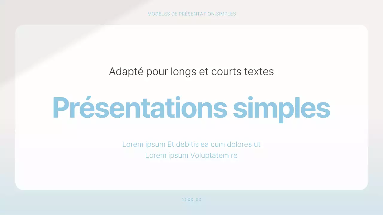 Proposition de présentation simple en bleu clair et blanc