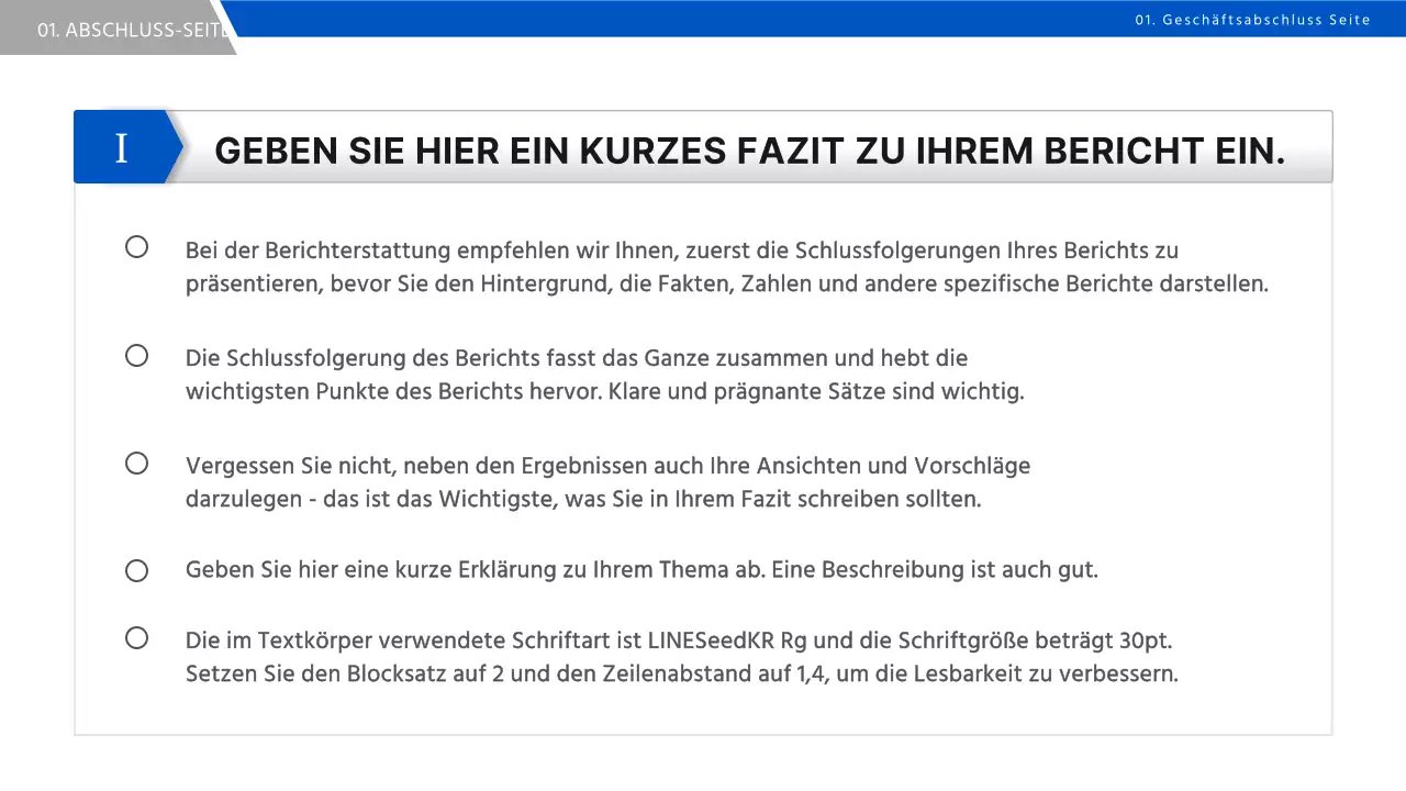 Ein einfacher Geschäftsstrategiebericht in Blau und Schwarz