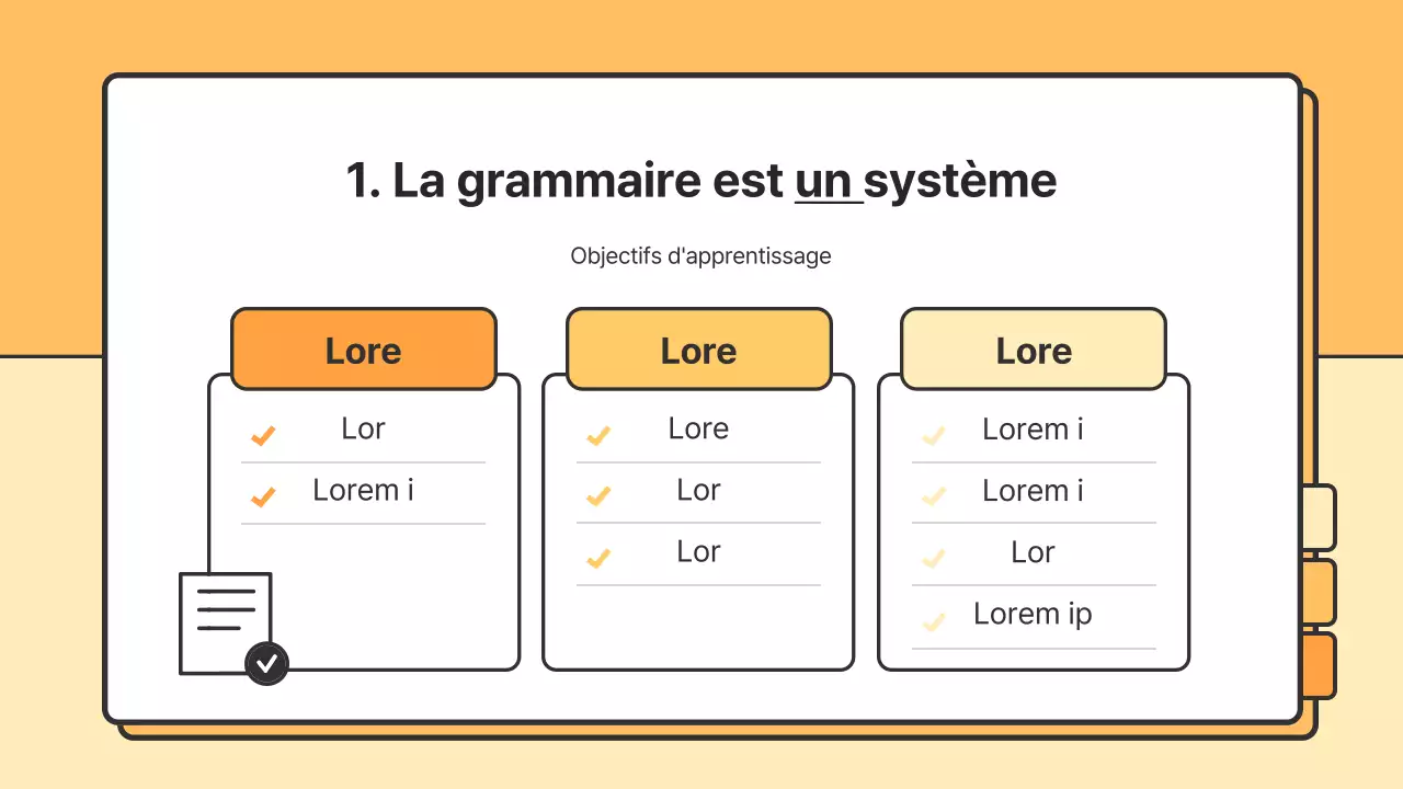 Ressources orange et jaunes de grammaire coréenne de base