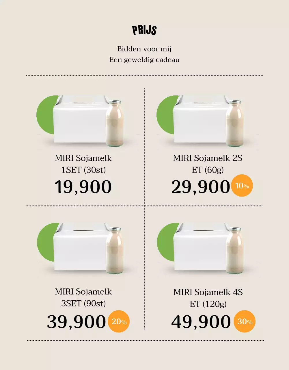 Over het beige, minimalistische sojamelkproduct