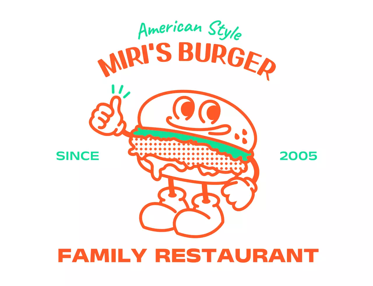 Logo karakter hamburger gaya Amerika