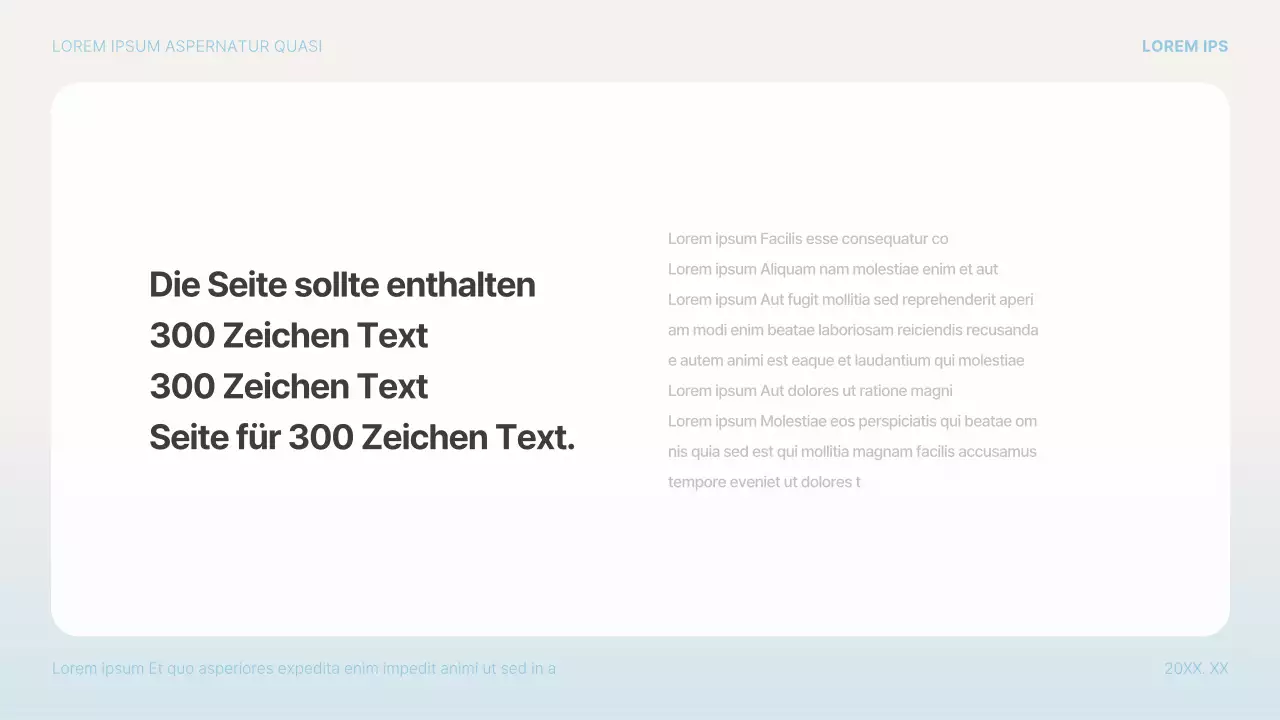 Einfacher Präsentationsvorschlag in Hellblau und Weiß
