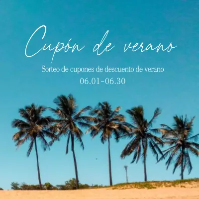 Un sencillo anuncio de regalo de vales de verano en color azul claro y menta