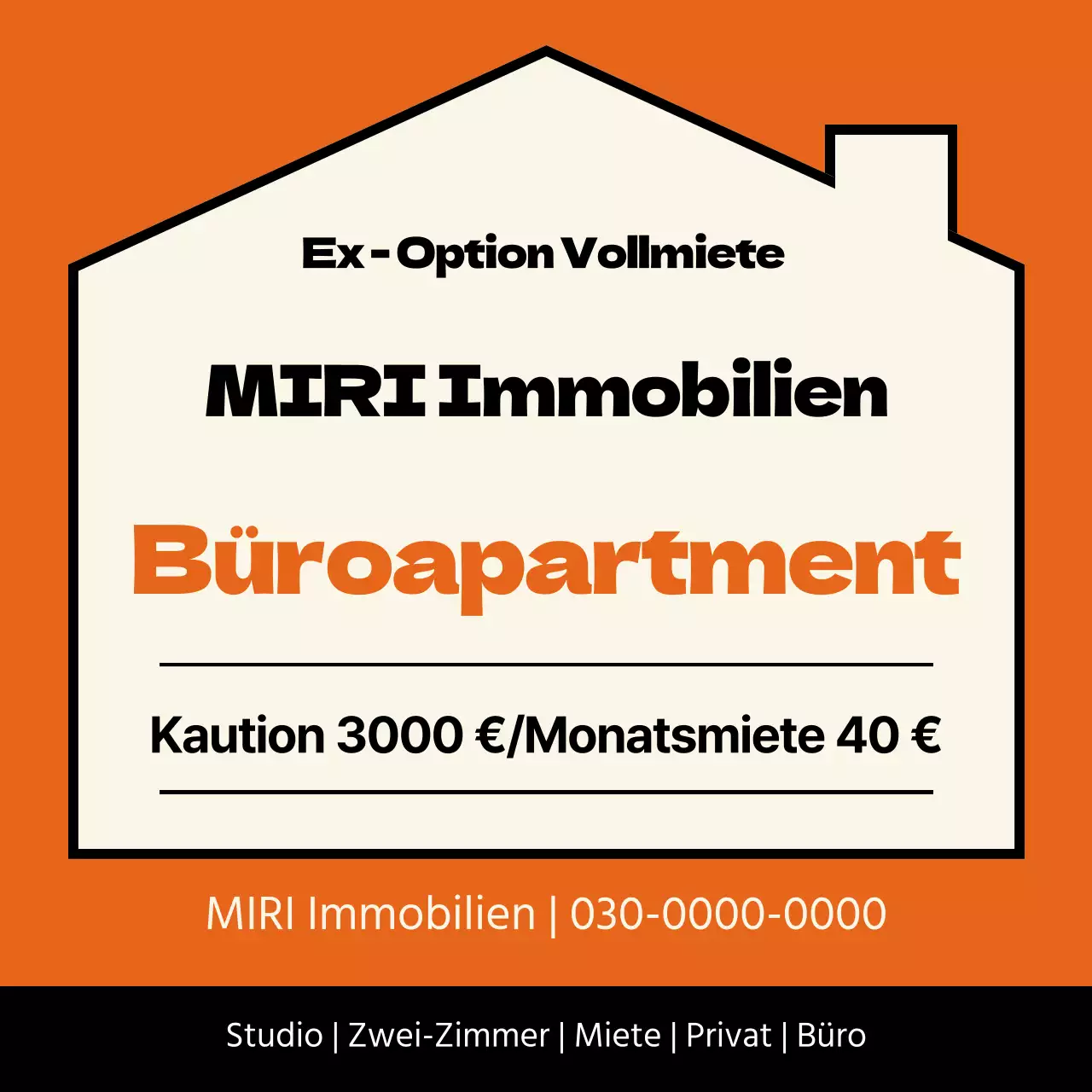 Orange und schwarz hervorgehobene Immobilienanzeigen zum Verkauf