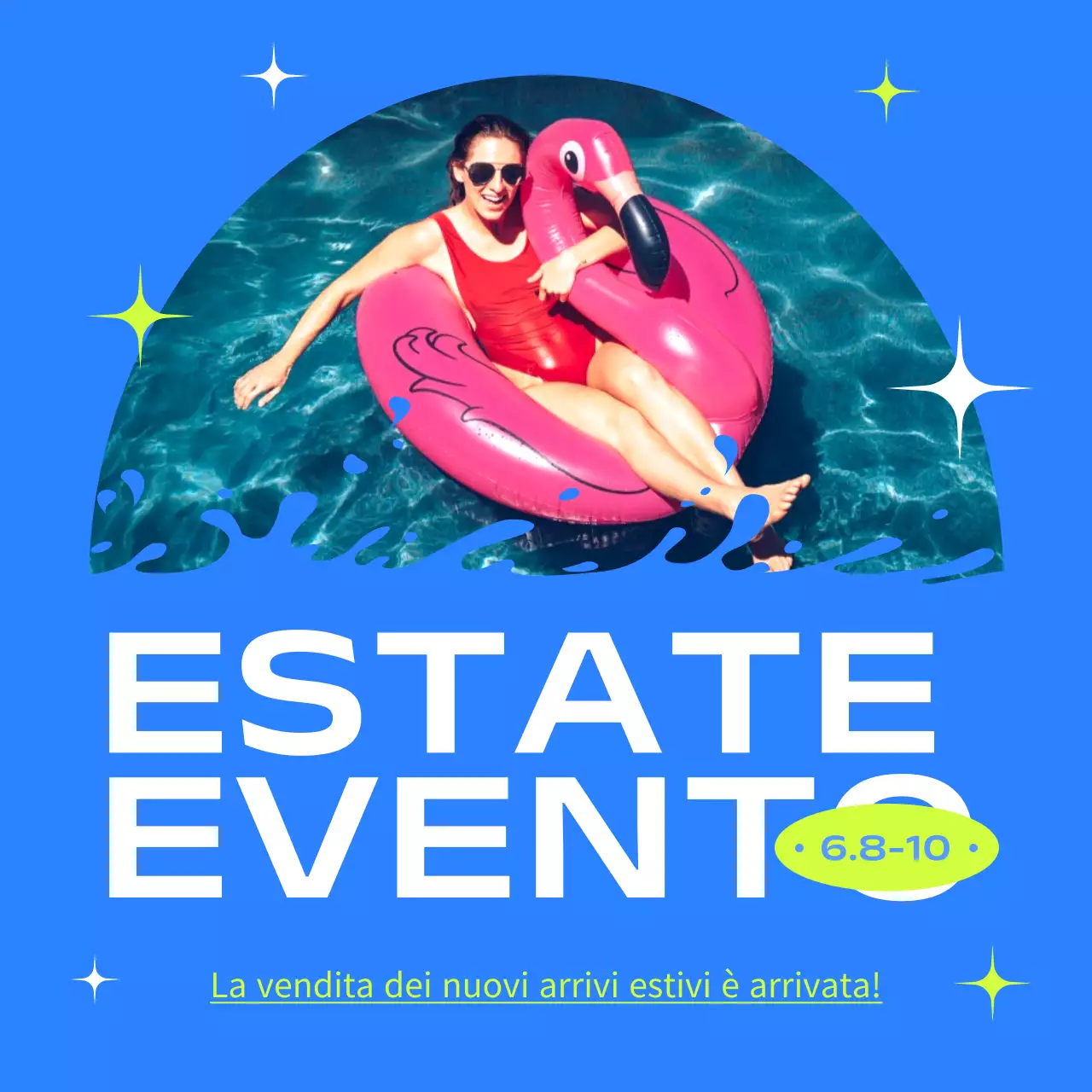 Un semplice annuncio di vendita estiva in blu e chartreuse