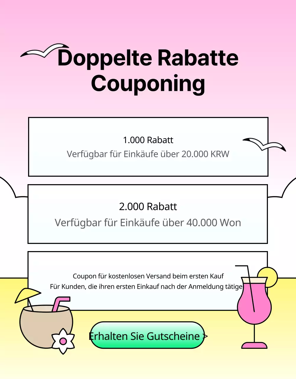 Werben Sie für einen tropischen Sommer in Hellblau und Rosa