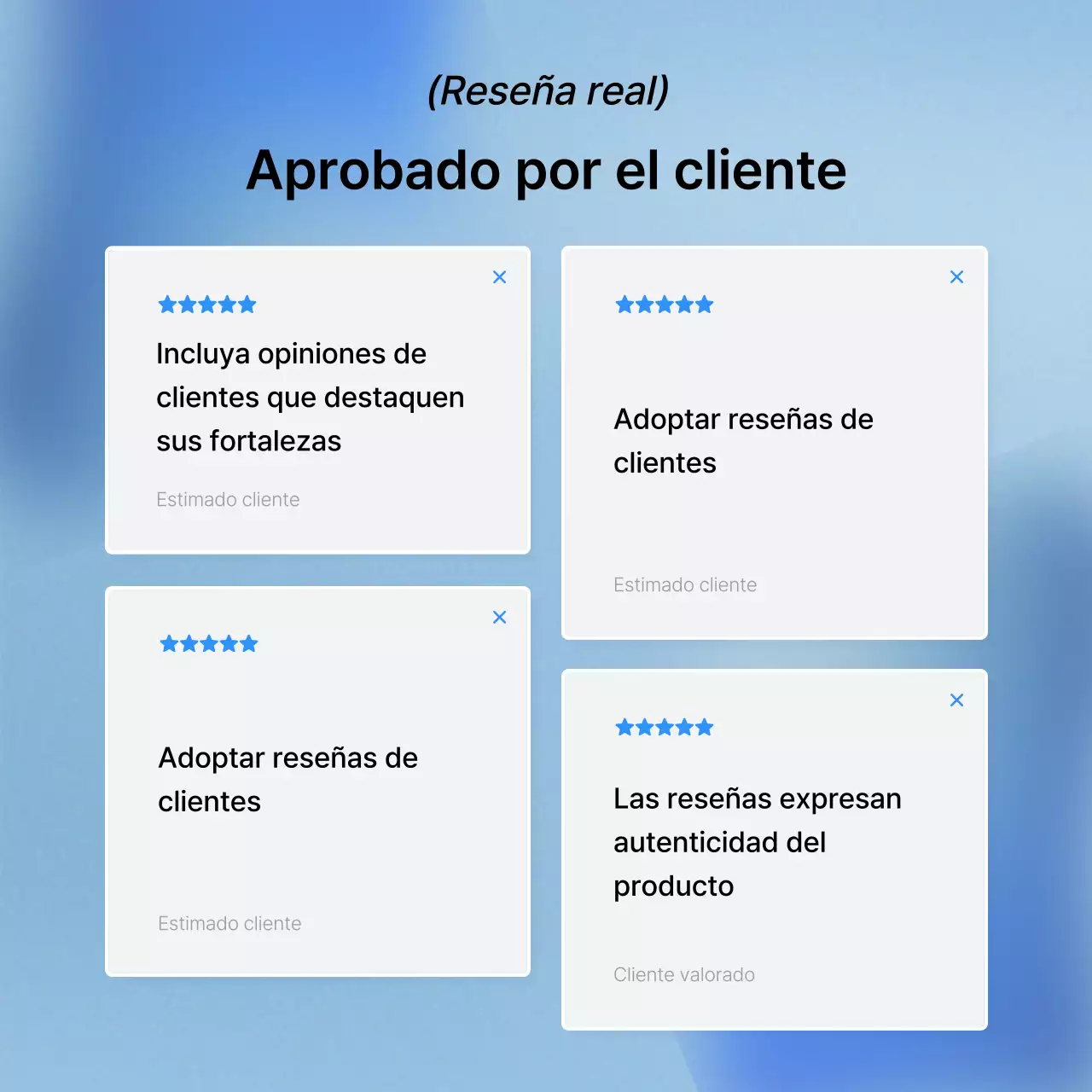 Promover las revisiones de moda en azul y gris