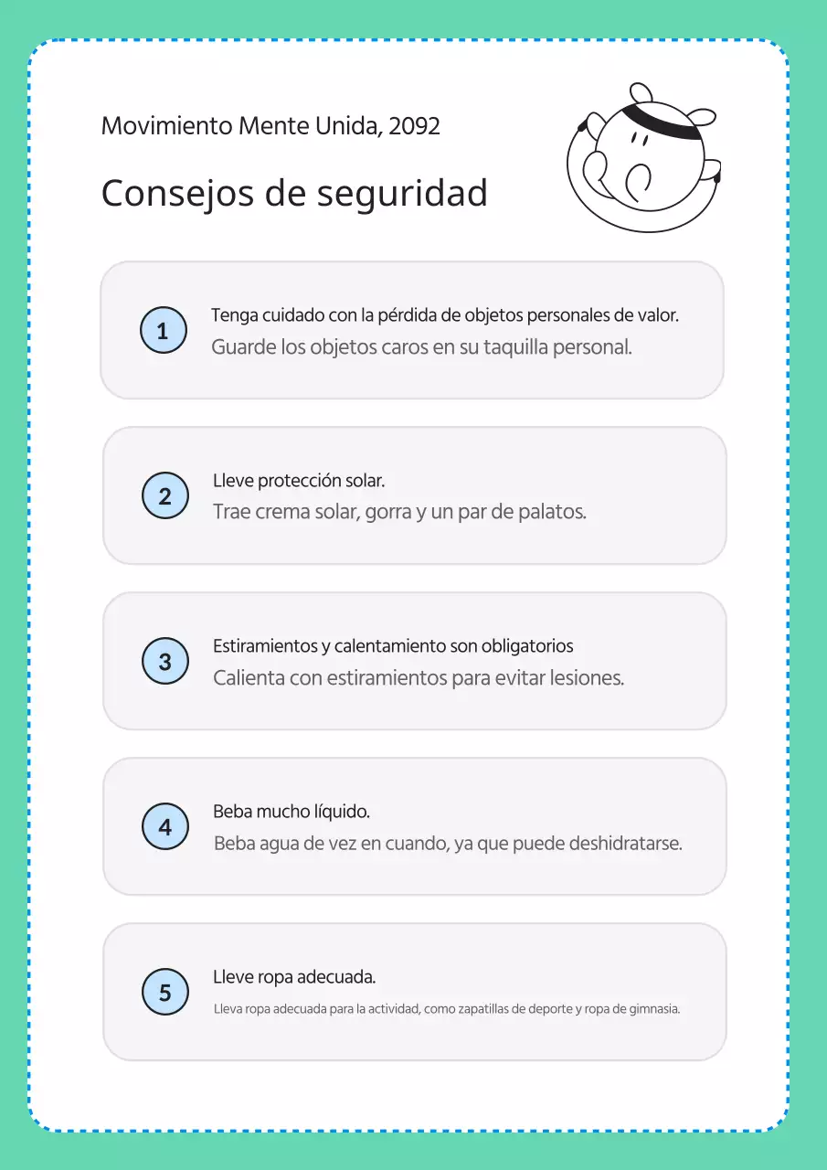 Guía de la jornada deportiva amarilla y azul