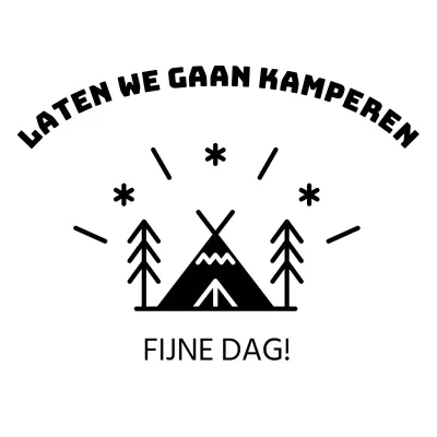 Heldere en vrolijke camping met kampeerillustraties