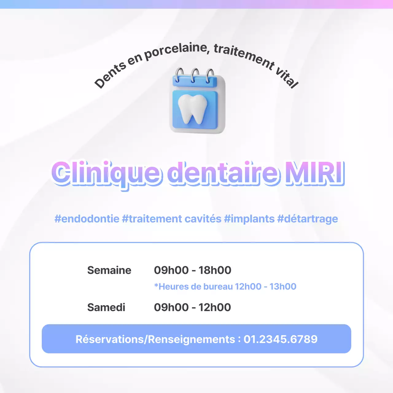 Promotion dentaire kitsch en bleu clair et rose