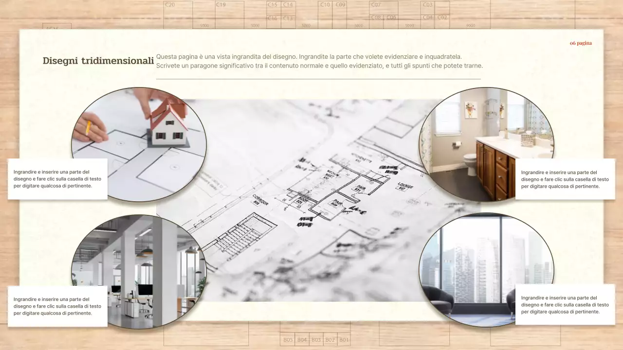 Un brief di architettura e design semplice in rosso e beige