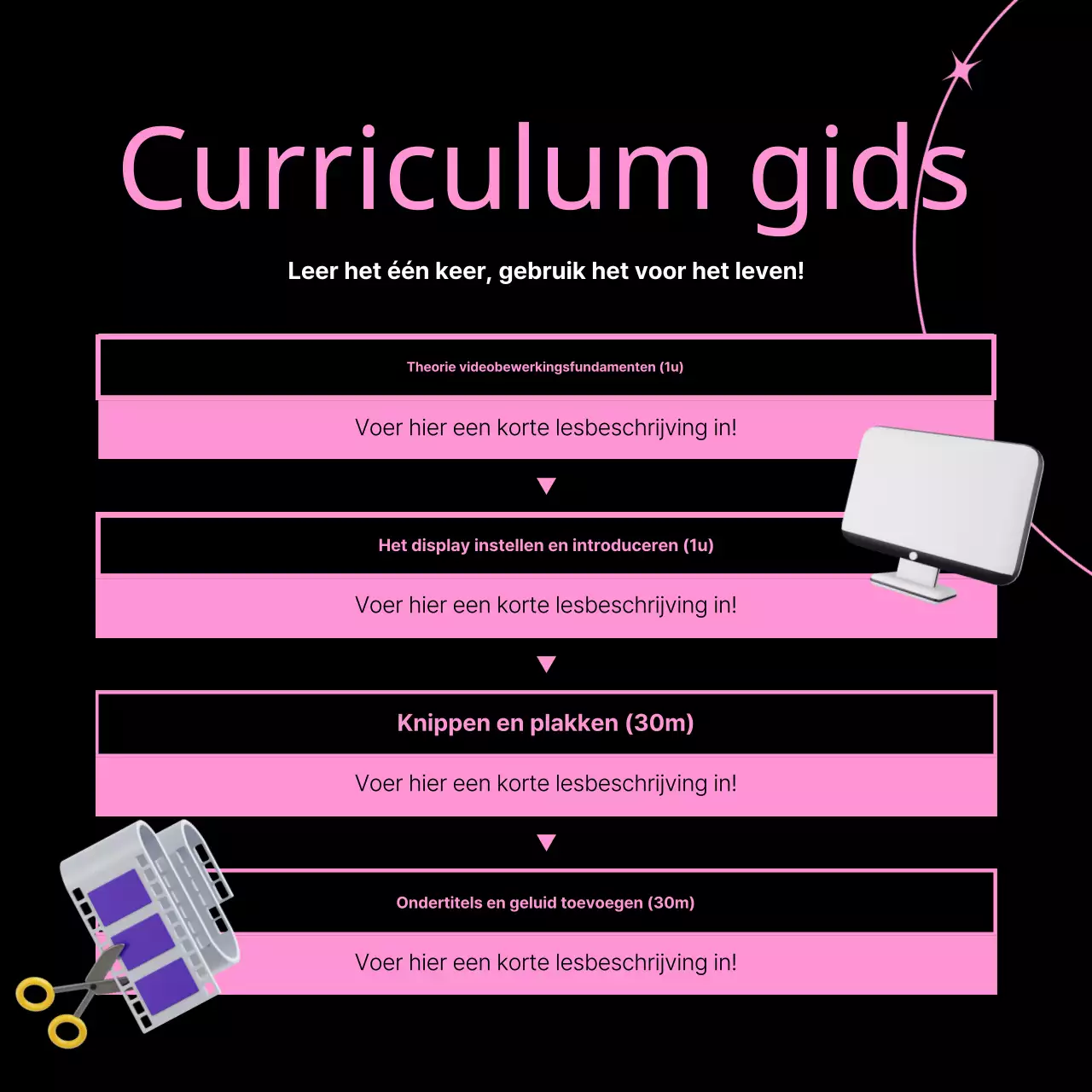 Een kitscherige videobewerkingscursus in roze en zwart promoten