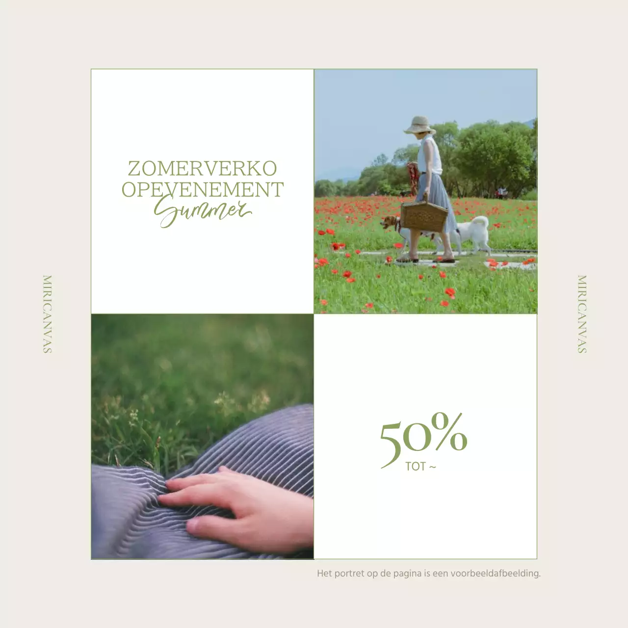 Een eenvoudige, op de zomer geïnspireerde verkoopadvertentie in chartreuse en ivoorkleur