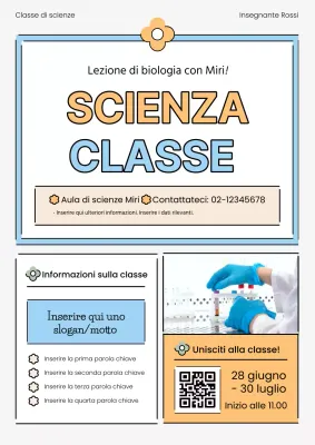 Promuovete il reclutamento di corsi di scienze con colori blu e arancione.