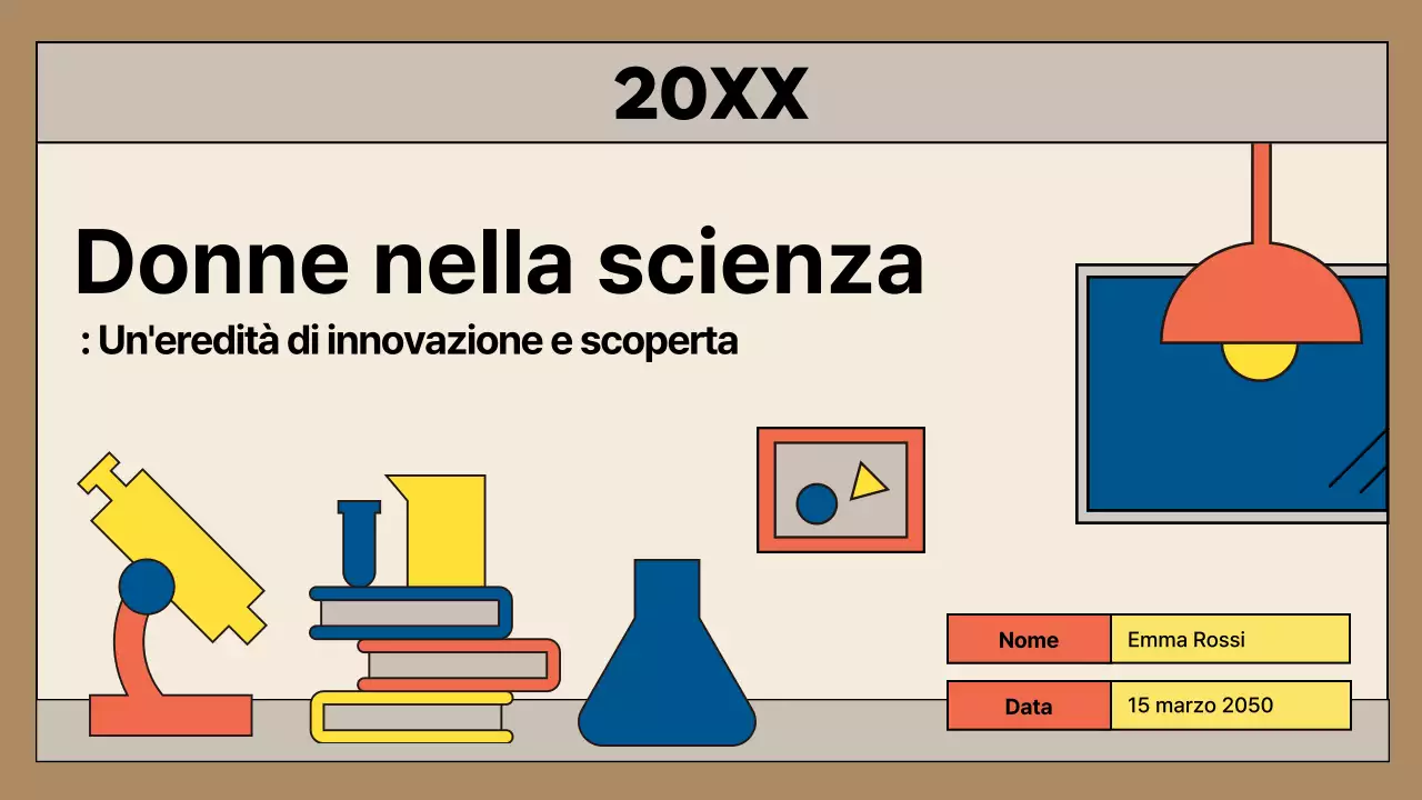 Promuovere le scienziate moderne in beige e blu