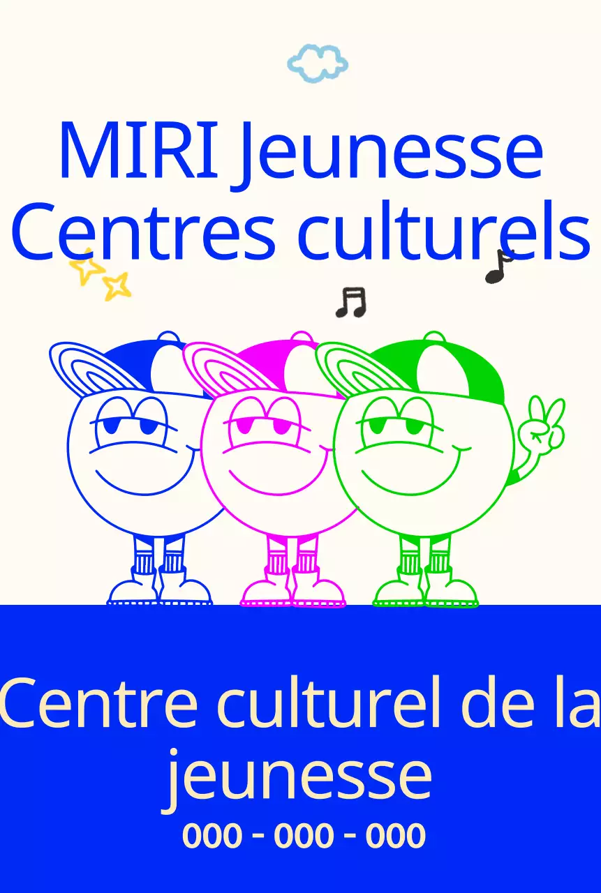 Centre culturel pour la jeunesse, lumineux et mignon, avec des personnages jeunes