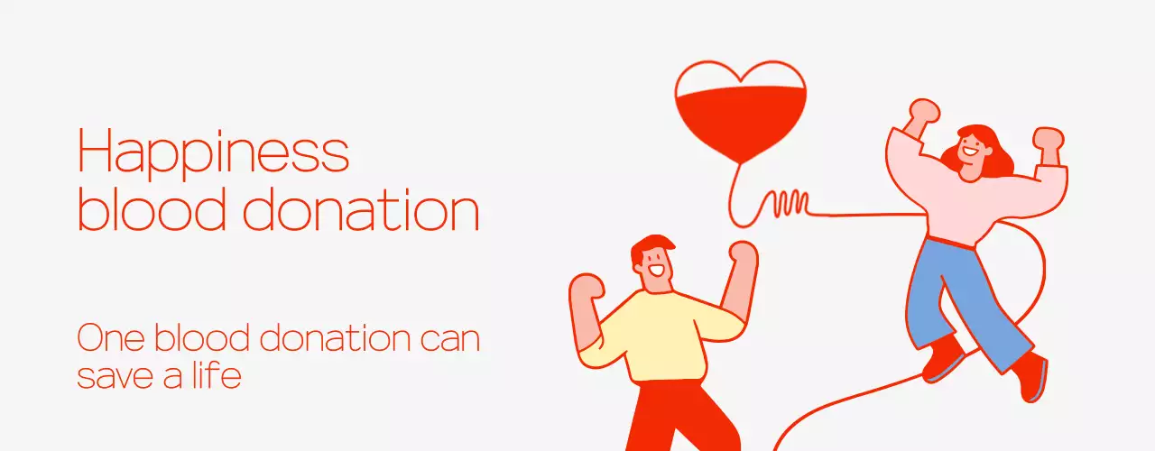 Blood donation illustration concept in red and gray