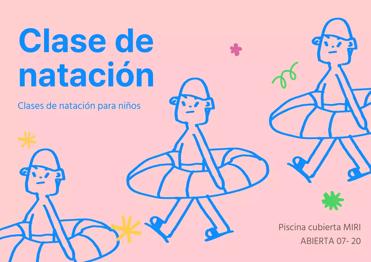 Promover centros infantiles de natación y educación física azules y rosas