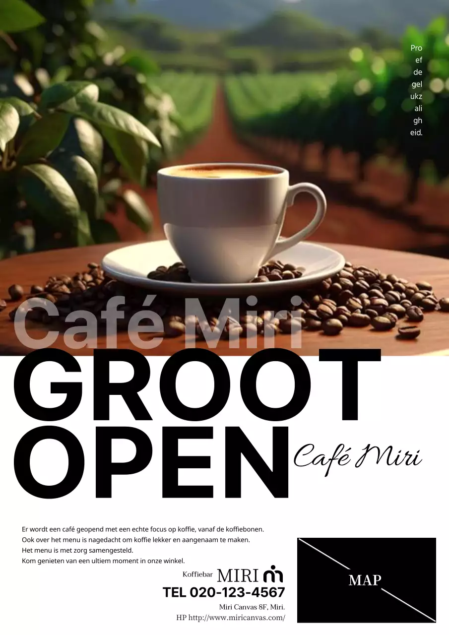 Eenvoudige witte caféreclame voor grote opening