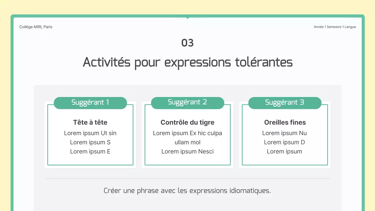 Leçon sur le concept du livre vert et jaune pour les expressions idiomatiques coréennes de l'école secondaire