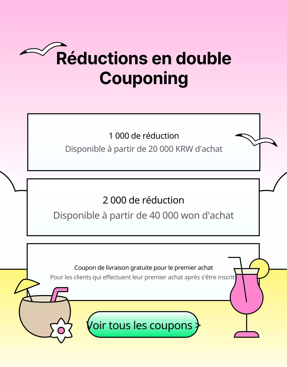 Promouvoir un été tropical en bleu clair et rose