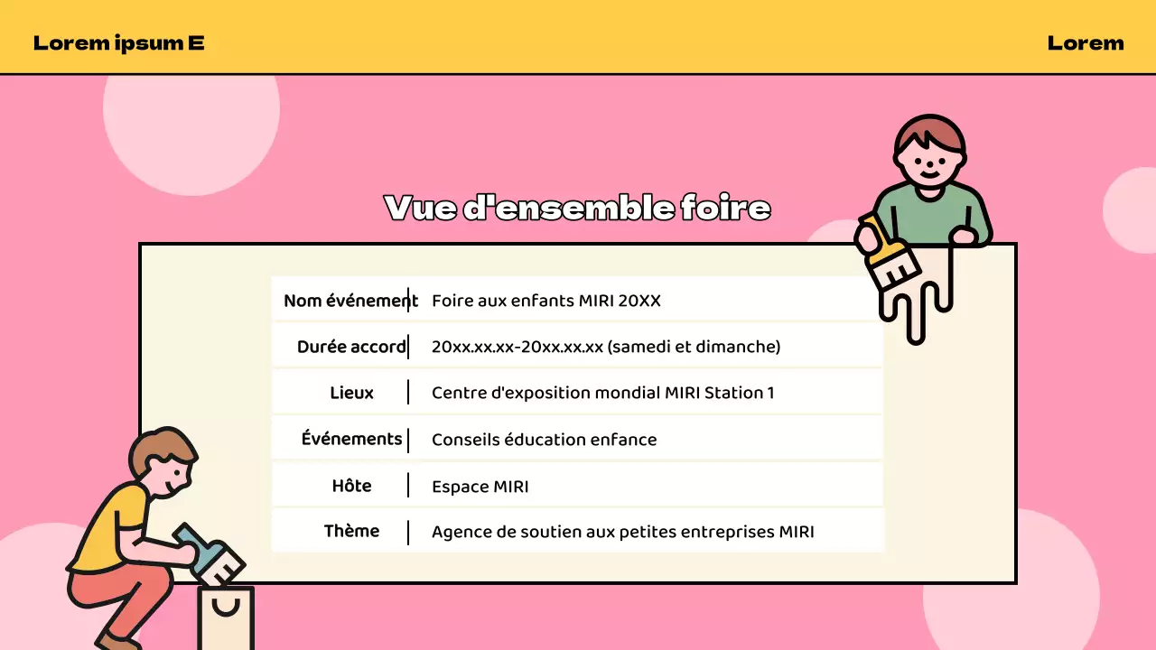 Promouvoir la foire aux enfants jaune et bleu