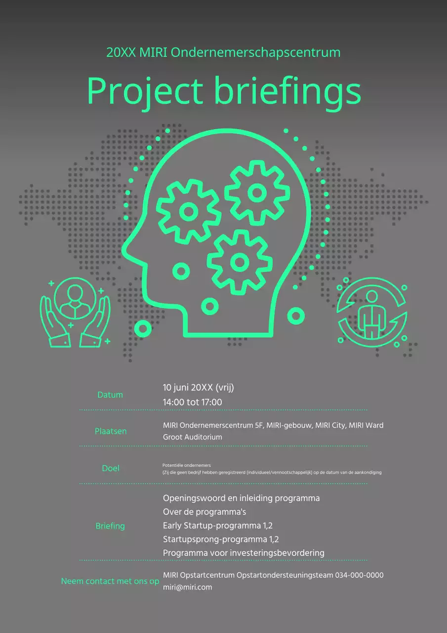 Een eenvoudige aankondiging in groen en grijs