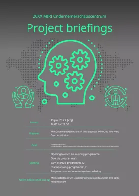 Een eenvoudige aankondiging in groen en grijs