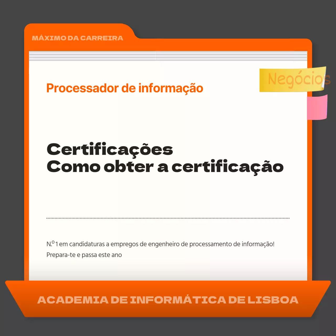 Um simples anúncio de qualificação em cinzento e laranja