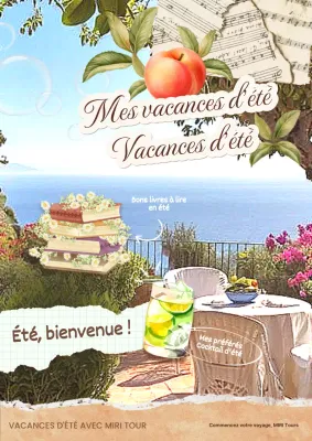 Couverture de vacances d'été vintage en beige et bleu clair