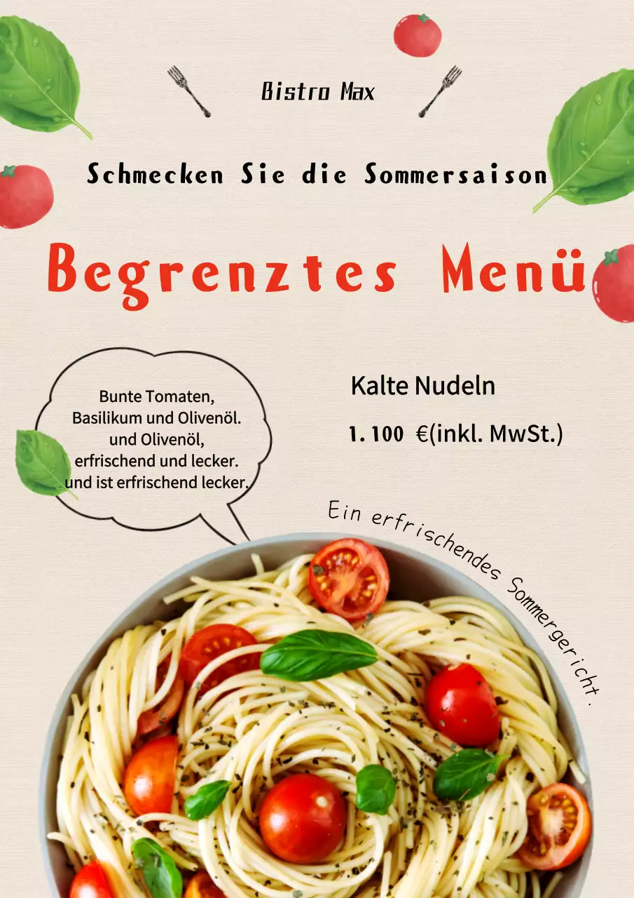 Hübsche saisonale Restaurant-Flyer in Rot und Grün