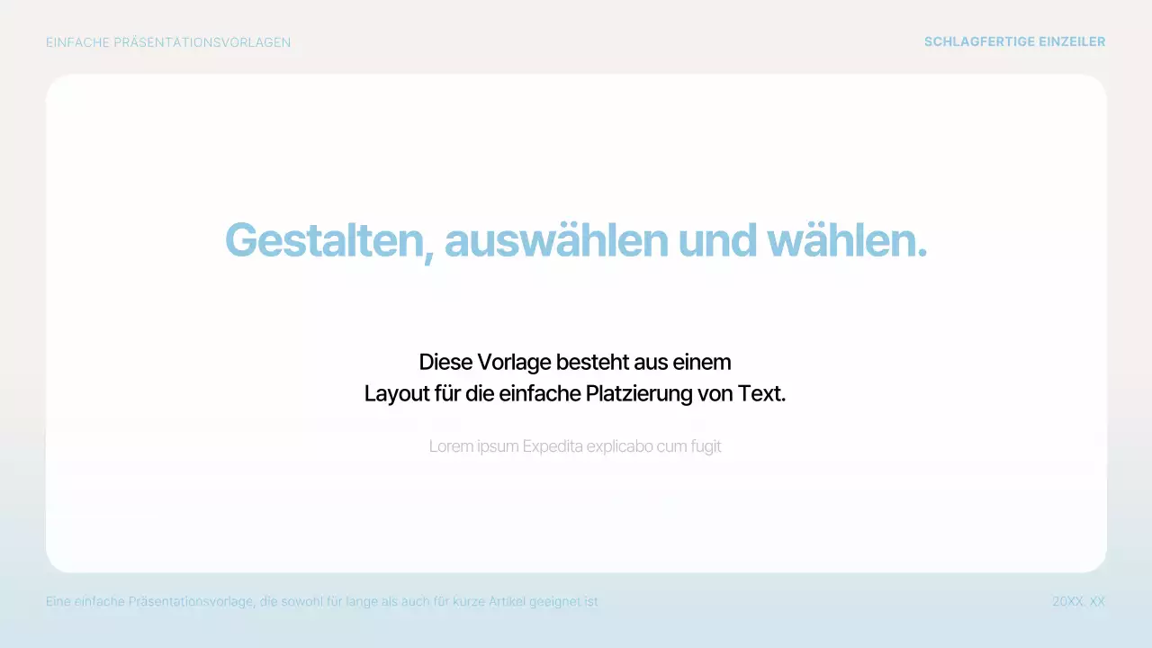 Einfacher Präsentationsvorschlag in Hellblau und Weiß