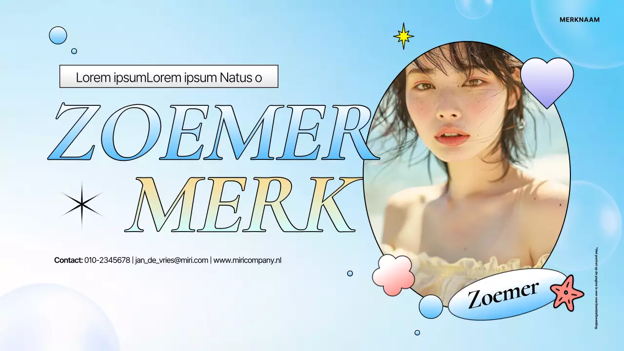 Een kitscherige zomerse merkslip in blauw