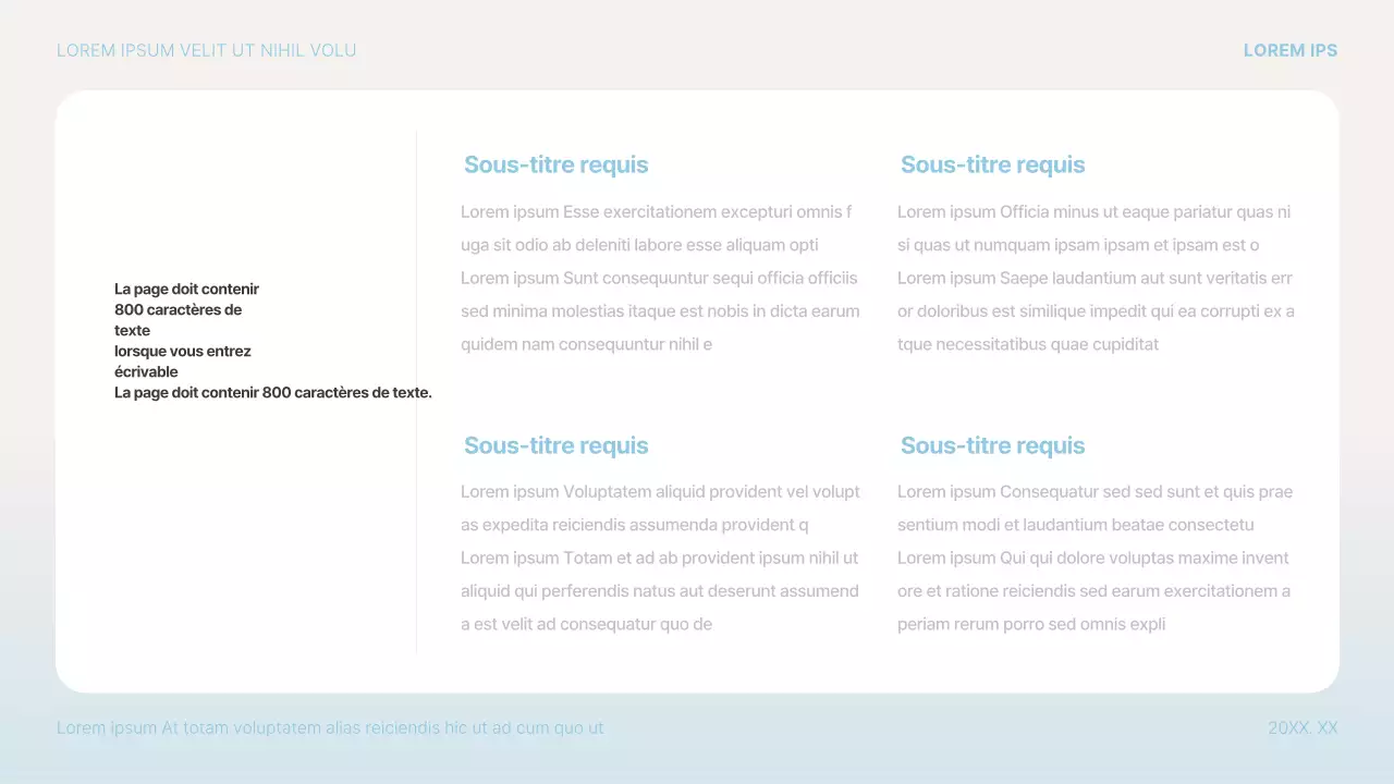 Proposition de présentation simple en bleu clair et blanc