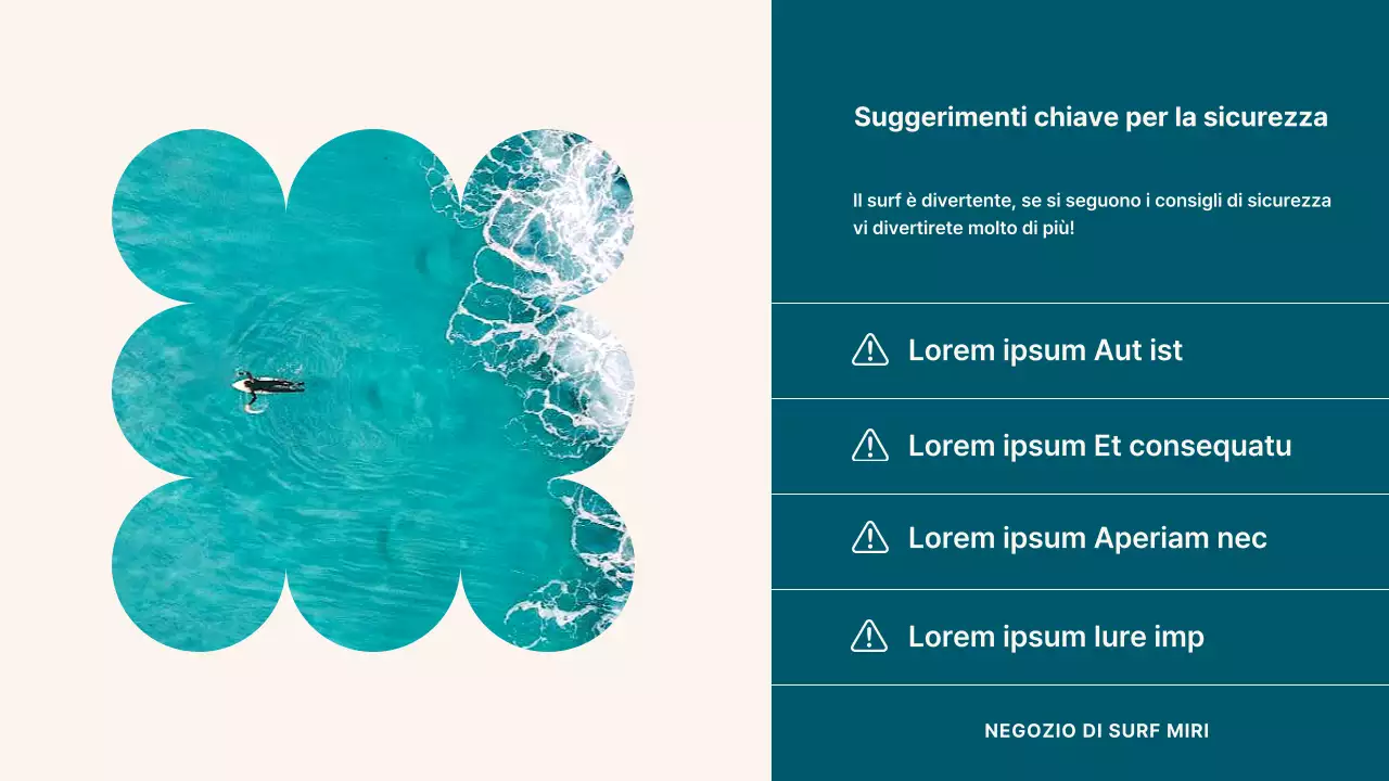 Il layout del negozio di surf alla moda in blu