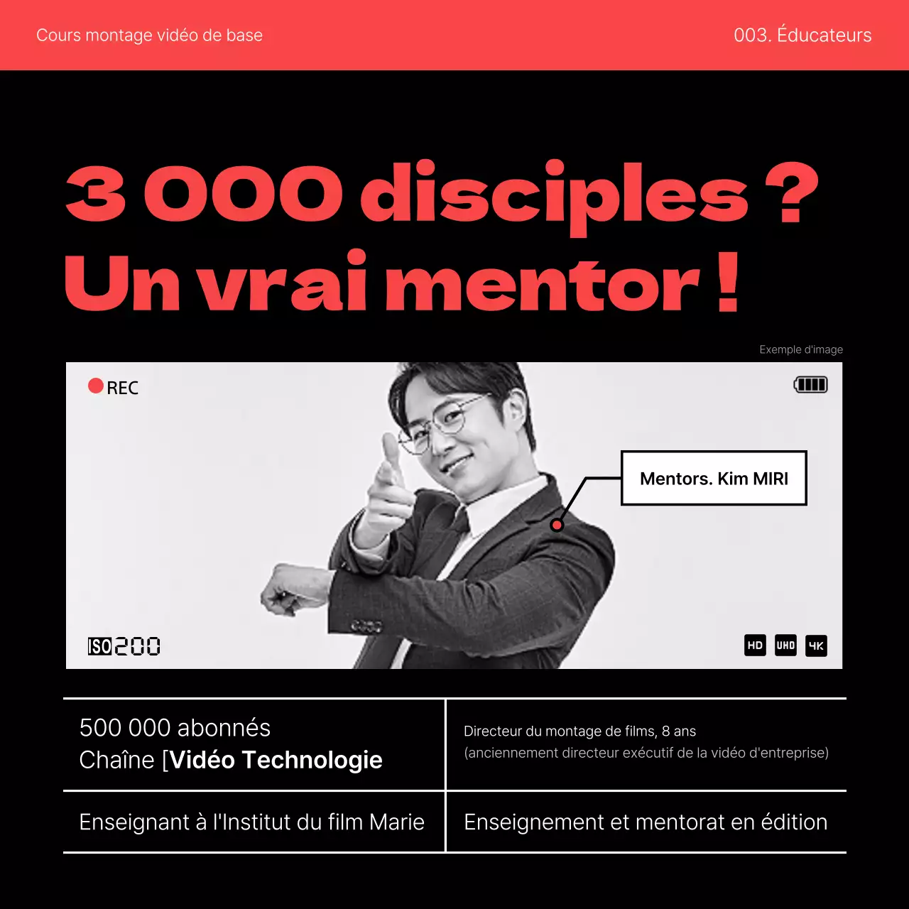 Promouvoir un cours simple d'auto-amélioration du montage vidéo en rouge et noir