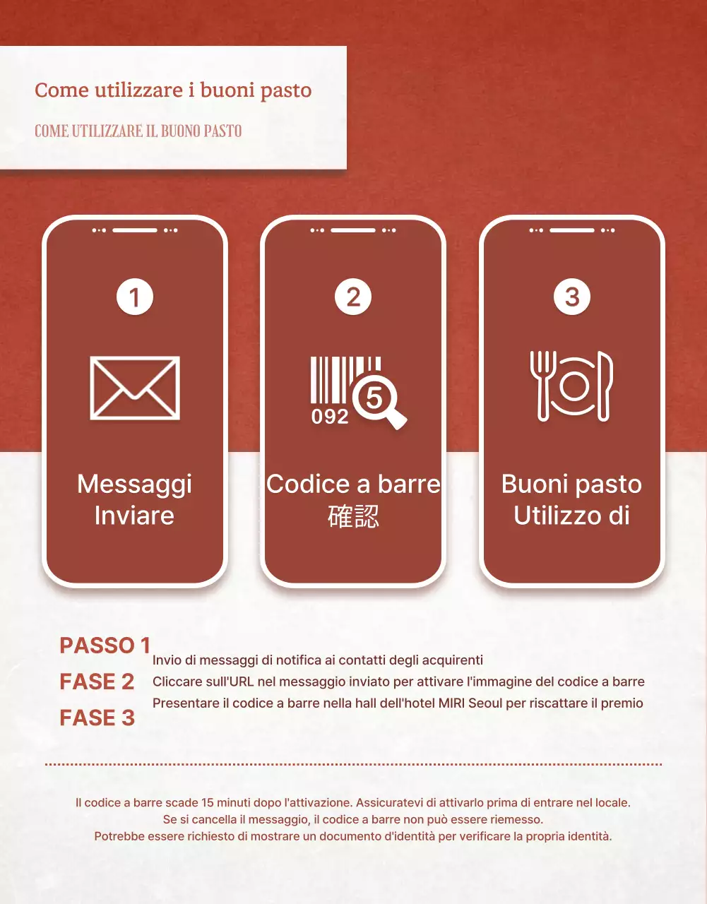 Buffet d'albergo classico in rosso e avorio post.