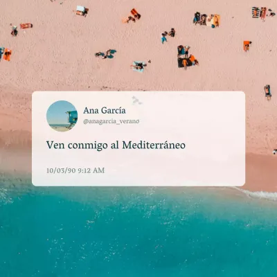 Un sencillo post de recordatorio de viaje a la playa oceánica en azul y negro