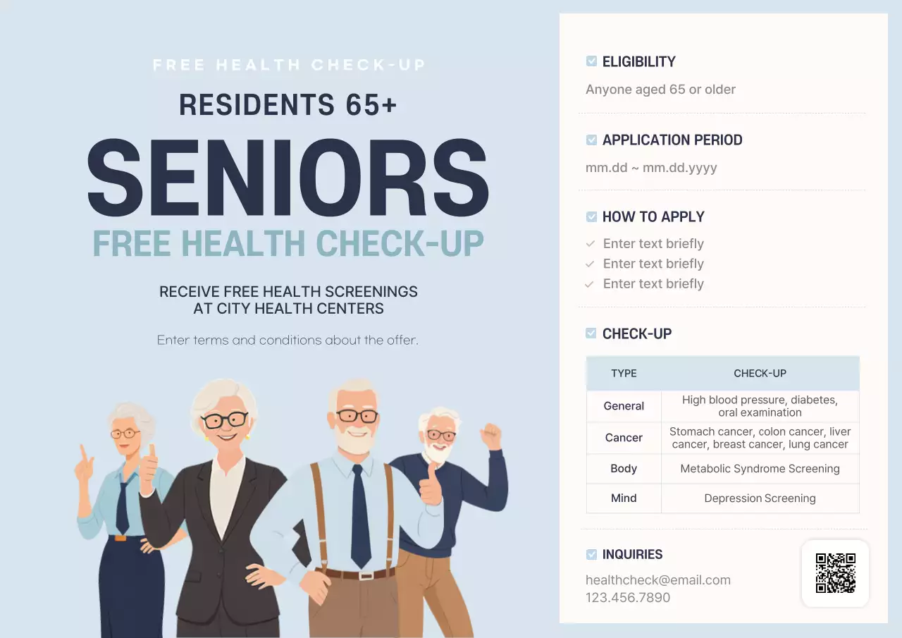 Blue Modern Health Announcement Poster