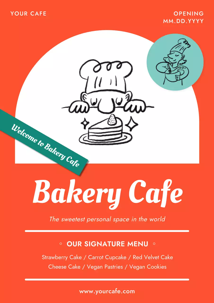 오렌지 심플 베이커리 홍보 포스터