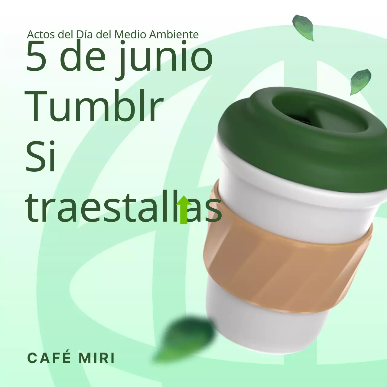 Promueve un evento tumblr minimalista del Día de la Tierra con verde y anuales