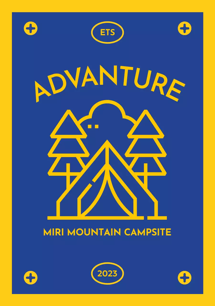 Desain dengan ikon berkemah seperti bendera