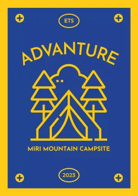 Desain dengan ikon berkemah seperti bendera