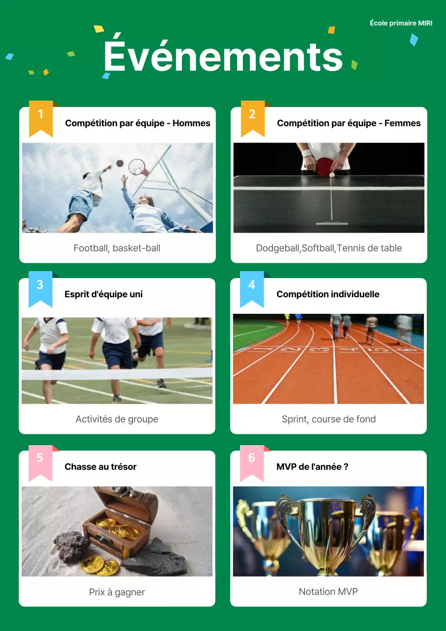 Promouvoir une journée sportive bleu clair et vert à l'école primaire