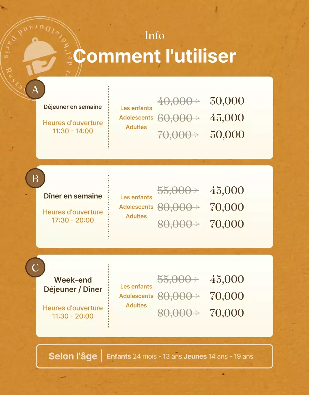 Un luxueux buffet d'hôtel dans les tons orangés et bruns poste