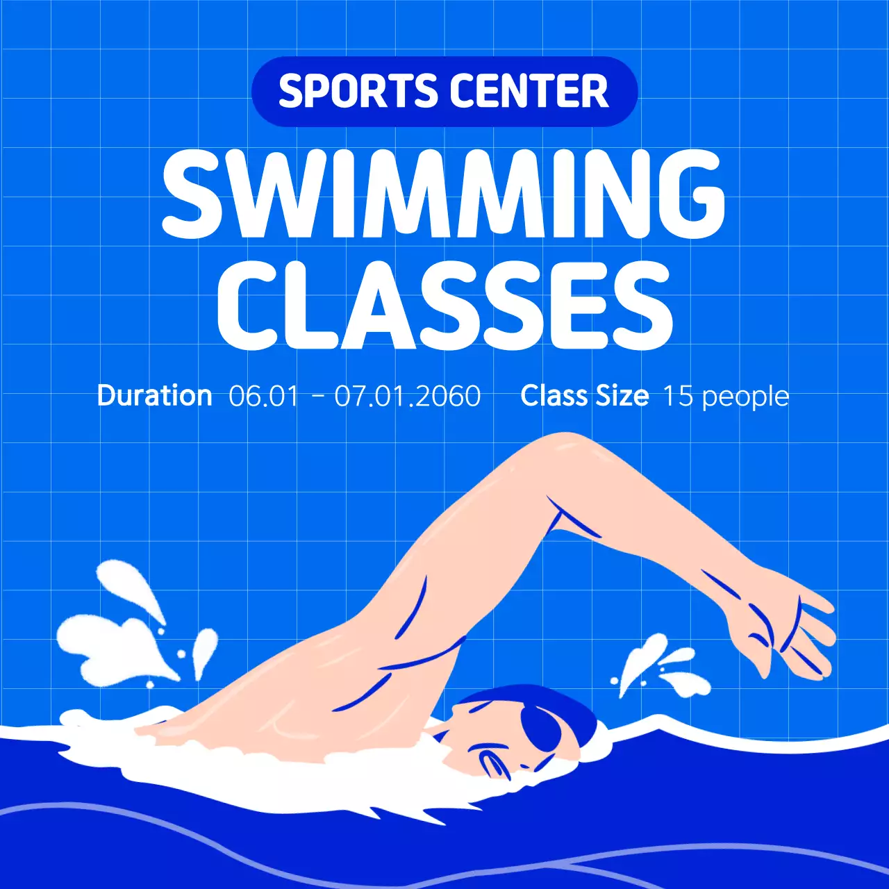 Blue Modern Swimming Promotion Social Media Post