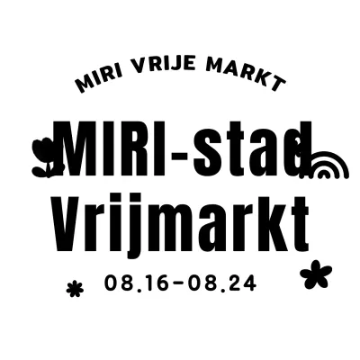 Een vrolijke boerenmarkt met regenbogen en bloemen